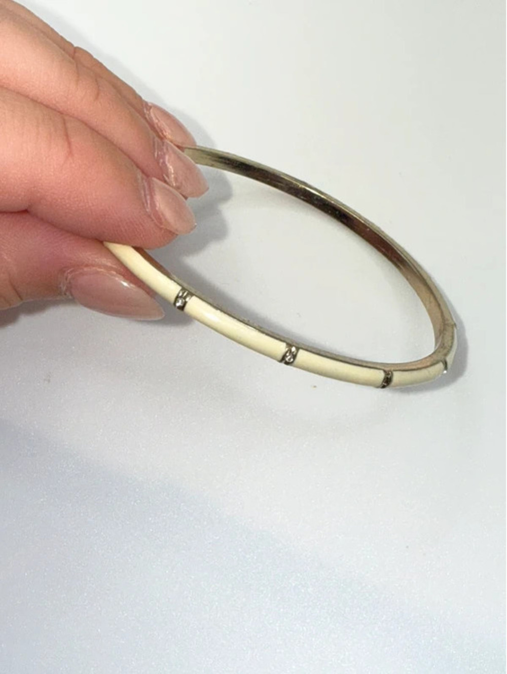 Fornash White Enamel+Metal Bangle